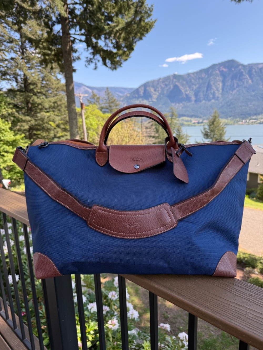 Longchamp Boxford Xl Travel Bag Blue - Recycled Canvas (read description)
